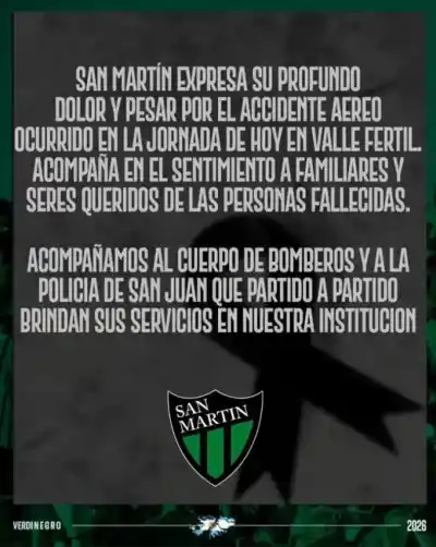 La conmovedora reacción de San Martín tras la tragedia en Valle Fértil