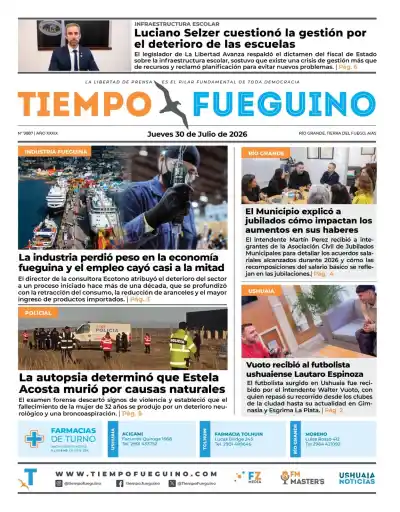 La tapa del diario que todos esperaban este jueves en Tierra del Fuego