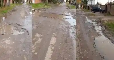Un pozo que cruza la calzada: la pesadilla de los vecinos del Barrio Aeropuerto