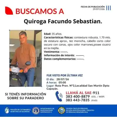 Desesperada búsqueda en Catamarca: desapareció un hombre de 35 años y no hay rastro de él