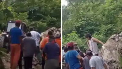 Un deslizamiento de rocas bloquea el acceso al dique Escaba y deja vehículos varados