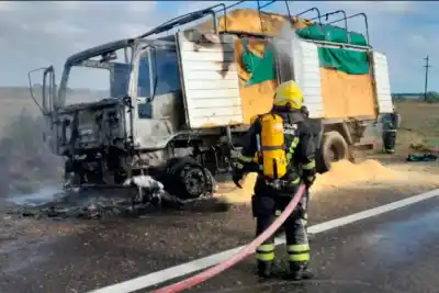 Un camión se incendió en plena Autovía Artigas y el tránsito quedó reducido