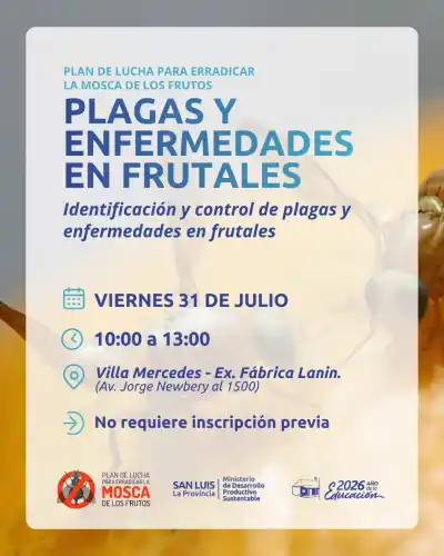 Villa Mercedes: llega una capacitación gratuita sobre plagas en frutales