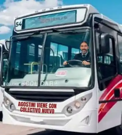 Los memes se suben al colectivo: Agostini 'maneja' la llegada de SolBus a Comodoro