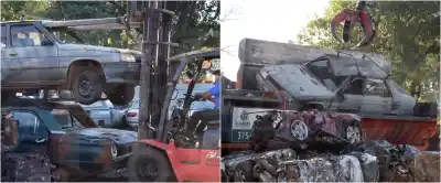 Posadas: la máquina que aplasta autos y motos en segundos ya está en marcha