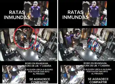 Las cámaras captaron todo: así escaparon los ladrones de un local de ropa en Rivadavia