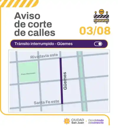 Obras en San Juan: cortes de tránsito y desvíos que tenés que conocer