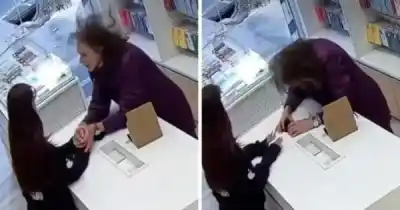 Una clienta "poseída" aterrorizó a una vendedora en un local de celulares: el video que nadie explica