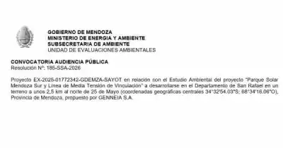 Mendoza abre el debate: convocan a audiencia pública por el Parque Solar Mendoza Sur