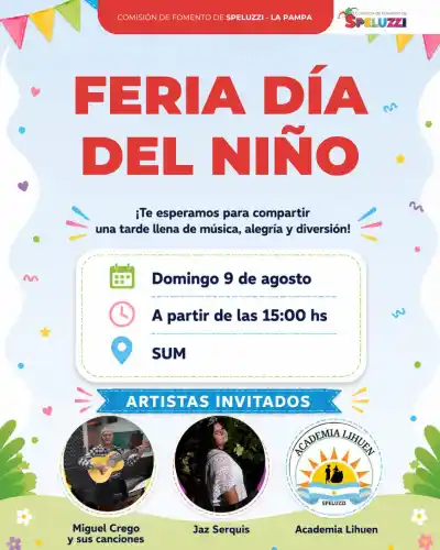 La feria que promete revolucionar el Día del Niño en Speluzzi: música, shows y una sorpresa que no te esperás