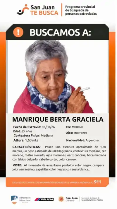 El misterio de Berta: intensifican la búsqueda de la mujer de 65 años desaparecida en San Juan