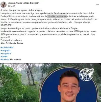 Solidaridad para Nicolás: piden ayuda para traer su cuerpo y darle el último adiós