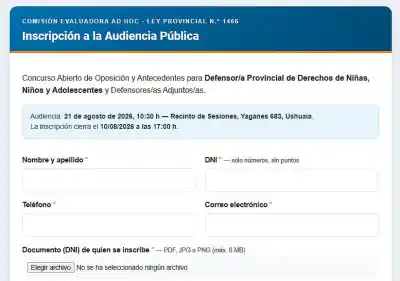 Se abre la inscripción para la audiencia pública que definirá al Defensor de la Niñez en Ushuaia