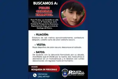 Un adolescente de 13 años fue visto por última vez tras ser abordado por dos motociclistas
