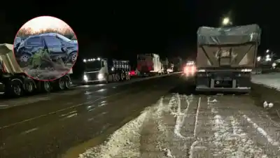 La ruta 151, un peligro: dos vuelcos por hielo y una policía herida