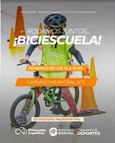 Fin de semana a pura bici: Bariloche prepara una nueva jornada de Biciescuela para toda la familia