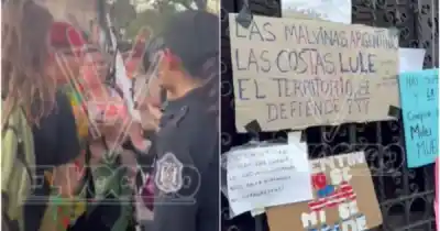 Pintadas y tensión en Salta: la protesta por la Ley de Tierras llegó a la sede de La Libertad Avanza