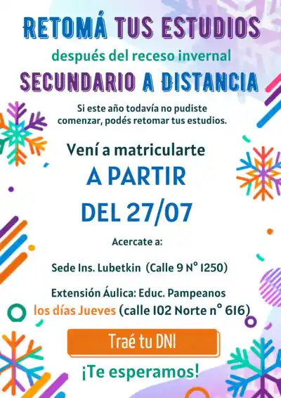 ¿Tenés más de 18 y no terminaste el secundario? El Lubetkin tiene una propuesta que te puede interesar
