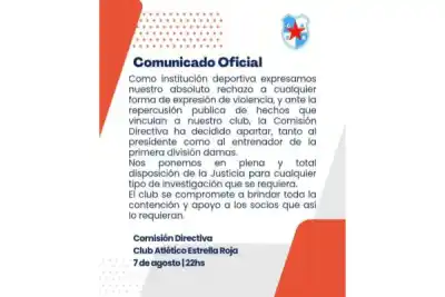 Escándalo en Estrella Roja: echan al presidente y al DT tras denuncias de abuso