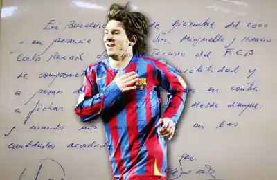 La servilleta que salvó el futuro de Messi en Barcelona: el papel sin valor legal que convenció a su padre