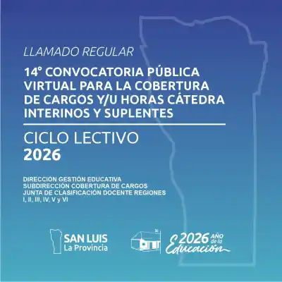 Docentes de San Luis: abren la 14ª convocatoria para cubrir cargos y horas cátedra 2026