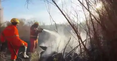 Las llamas arrasaron un descampado en Los Corralitos y dejaron un tendido eléctrico en riesgo