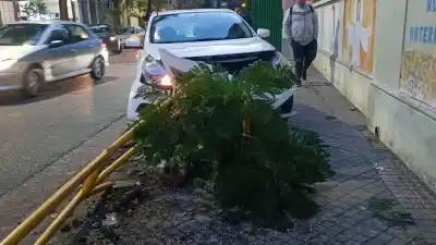 Se distrajo un segundo y su auto terminó arriba de la vereda: el insólito motivo