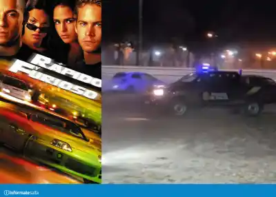 Un patrullero irrumpió en la ronda de autos y los conductores huyeron a toda velocidad por la Ruta 51