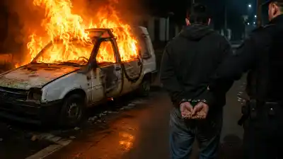 Un drama familiar terminó con un auto en llamas y un detenido en Rivadavia