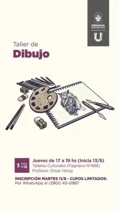 Nuevo taller de dibujo en Ushuaia: cupos abiertos y un dato clave para anotarse