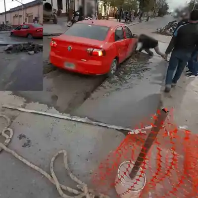 Centro de Monteros: “Un auto quedó atrapado en el cemento fresco”