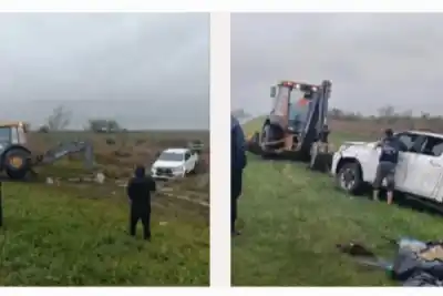 Un fuerte chaparrón provocó un despiste en la Ruta 12: el vehículo terminó fuera de la calzada