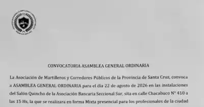 Martilleros de Santa Cruz: convocan a asamblea con modalidad mixta y fecha límite