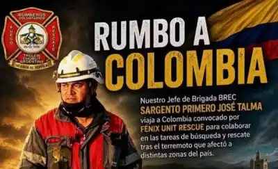 Un bombero de Trelew parte a Colombia: su misión y el emotivo mensaje de sus compañeros