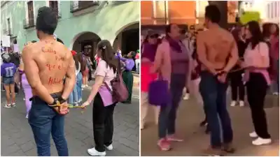 Un hombre marchaba con un mensaje de apoyo y su ex lo desenmascaró frente a todos: el video que estalló en redes
