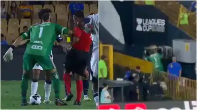La insólita expulsión del Patón Guzmán: empujó al árbitro, vio la roja y destrozó un tacho de basura