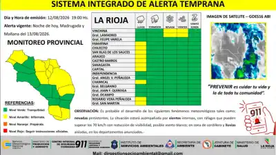 Alerta amarilla en La Rioja: lluvias, nevadas y ráfagas de hasta 70 km/h
