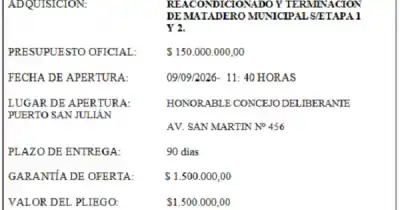 Puerto San Julián abre licitación para reacondicionar el matadero municipal