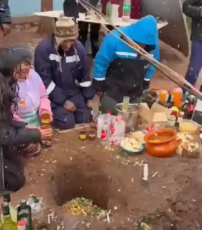 El convido a la Pachamama en Tolar Grande terminó con un manto blanco inesperado