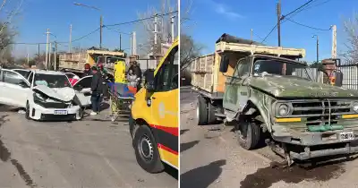 Impactante choque en Guaymallén: el conductor de un auto terminó gravemente herido