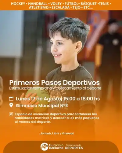 Bariloche lanza jornada gratuita de iniciación deportiva para niños: conocé los detalles
