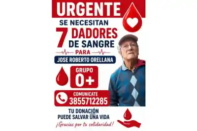 Un vecino necesita ayuda urgente: buscan 7 donantes de sangre para salvar su vida