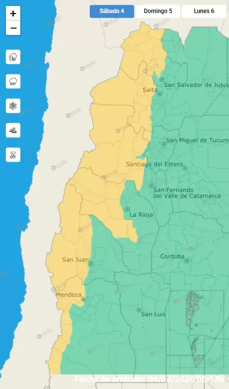 Alerta amarilla por vientos en Jujuy
