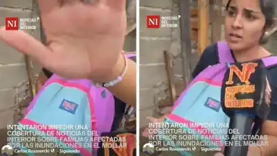 Una mujer cuestiona la cobertura de las inundaciones en El Mollar: “Usted tiene que venir a colaborar, no grabar”