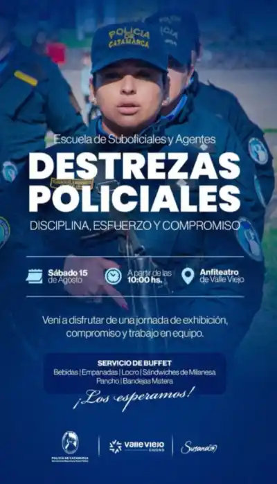 Cadetes en acción: Valle Viejo se prepara para una exhibición policial que no te podés perder