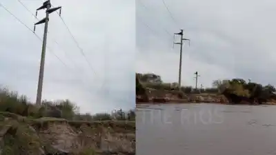 Denuncian que una torre de alta tensión se mueve con el viento y amenaza con caer sobre una vivienda en Rosario del Tala