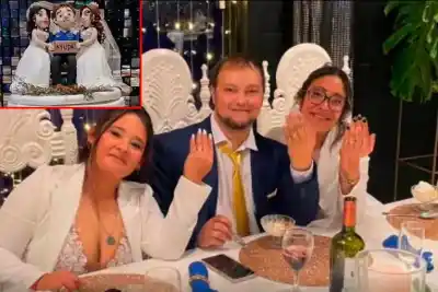 Celebraron un casamiento de a tres en Santo Tomé y la torta sorprendió a todos con un detalle de Boca
