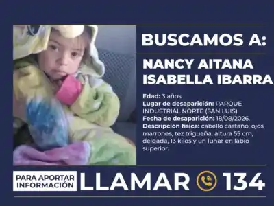 Alerta Sofía en Chaco: buscan a una nena de 3 años desaparecida en San Luis