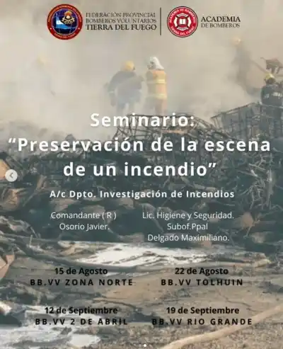 Bomberos fueguinos se entrenan para proteger las evidencias tras un incendio