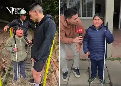 El emotivo regreso de Uriel: el nene de 12 años que perdió la visión volvió a las aulas en Alberdi